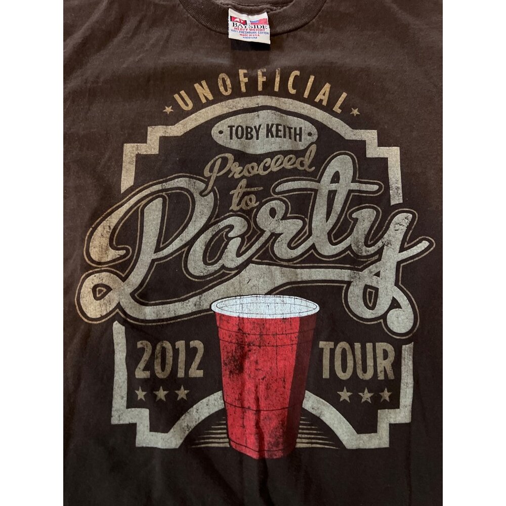 Toby Keith 2012 Tour Unofficial Proceed To Party T-Shirt Medium Bayside O3 - Picture 3 of 6